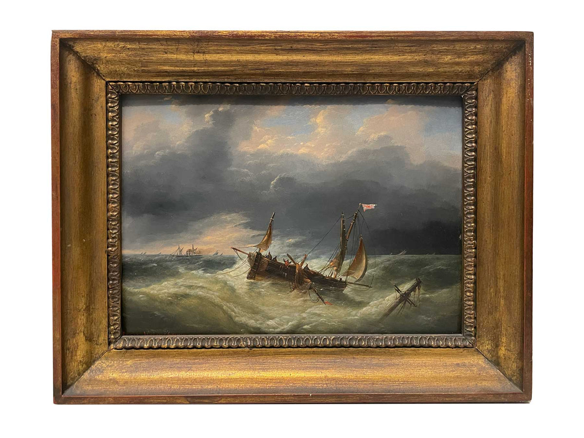 Louis Verboeckhoven (1802-1889) English ship in distress – Grande