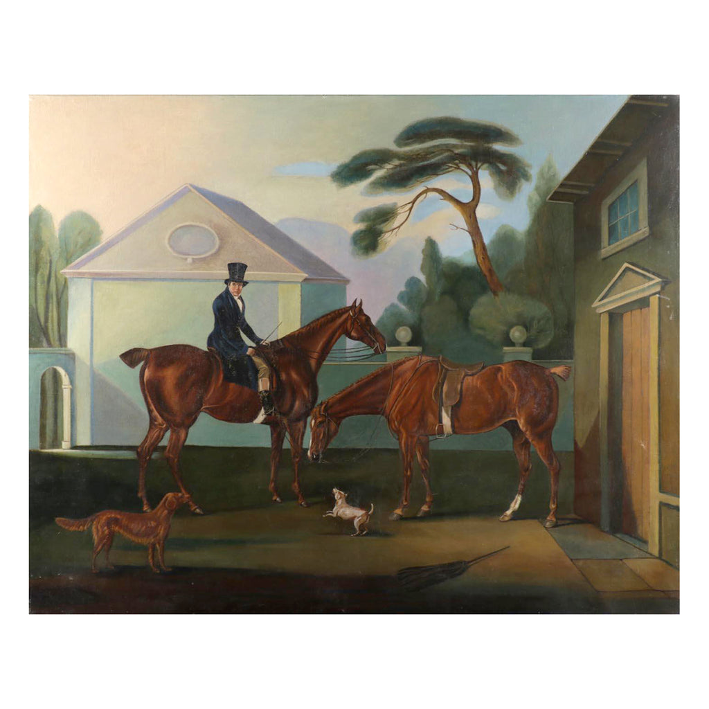 Heer te paard met honden, 19e eeuw