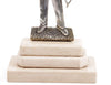 Silvered bronze Art Deco sculpture of an archer on a marble pedestal