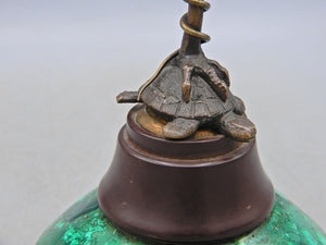 Crane and turtle sculpture - Bronze, Malachite - Late 19th century