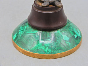 Crane and turtle sculpture - Bronze, Malachite - Late 19th century