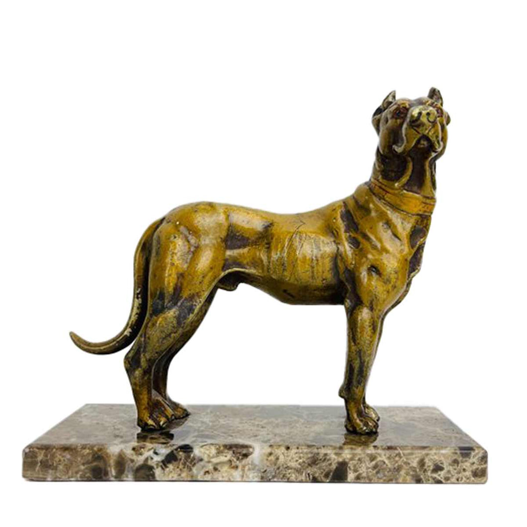 Viennese cold-painted bronze statue of a dog - Bronze, Marble