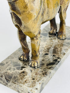 Viennese cold-painted bronze statue of a dog - Bronze, Marble