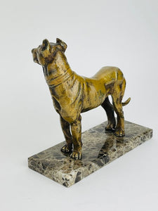 Viennese cold-painted bronze statue of a dog - Bronze, Marble