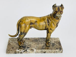 Viennese cold-painted bronze statue of a dog - Bronze, Marble