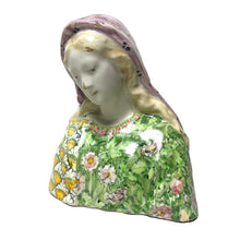 Italian Majolica pottery bust of Madonna by Angelo Minghetti