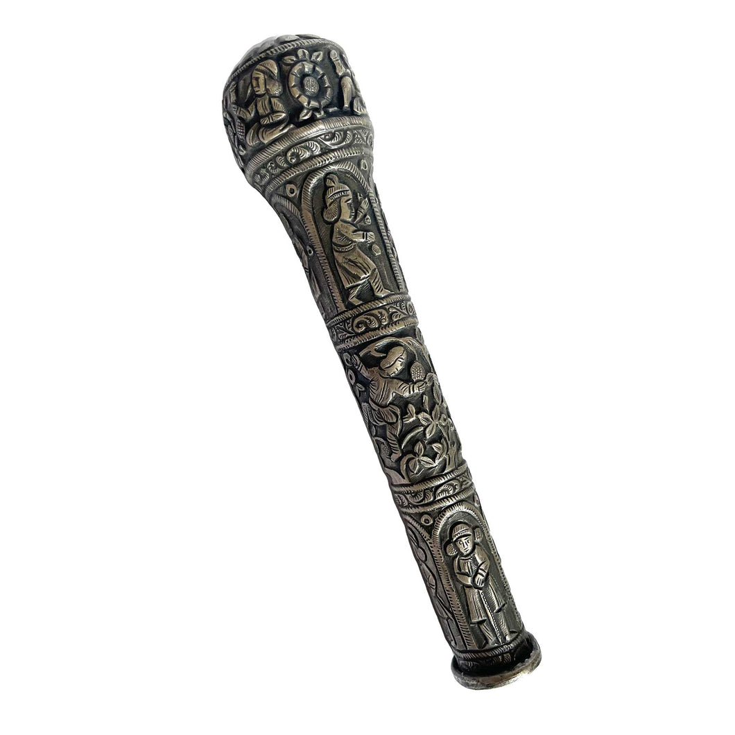 Antique silver walking stick handle