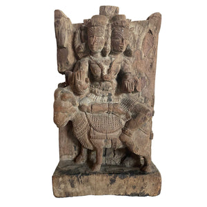 Woodcarving panel God Agni - India - 18th - 19th century