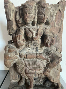 Woodcarving panel God Agni - India - 18th - 19th century