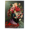 Still life with flowers on wooden panel 19th century