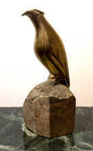 Highly polished bronze Art deco Bird on rock