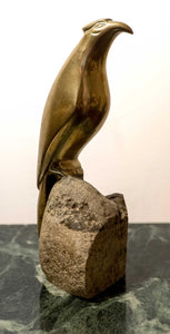 Highly polished bronze Art deco Bird on rock