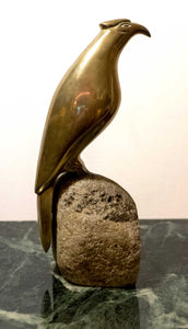 Highly polished bronze Art deco Bird on rock