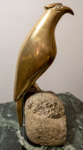 Highly polished bronze Art deco Bird on rock
