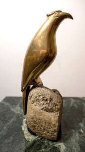 Highly polished bronze Art deco Bird on rock