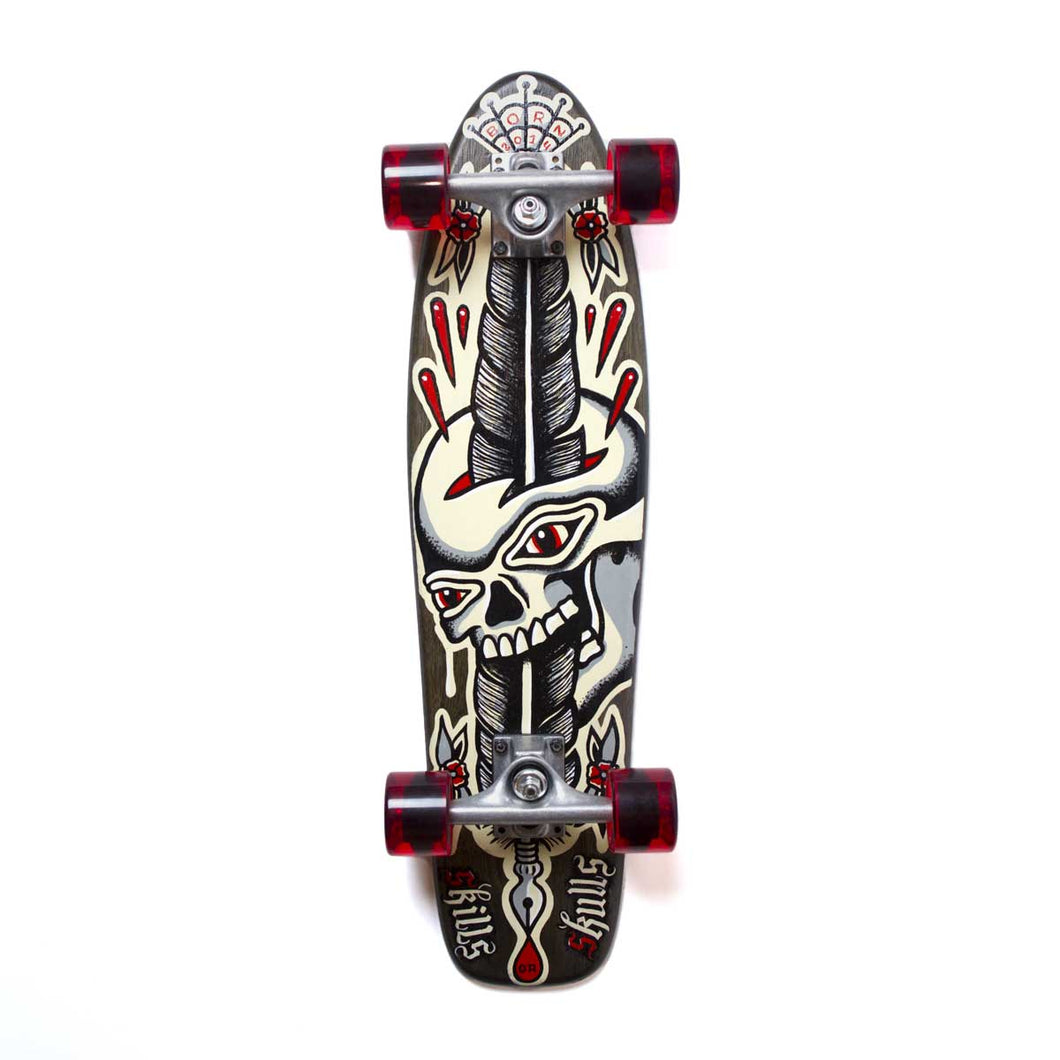 Skills or Skulls Hand painted vintage Cruiser / Skateboard