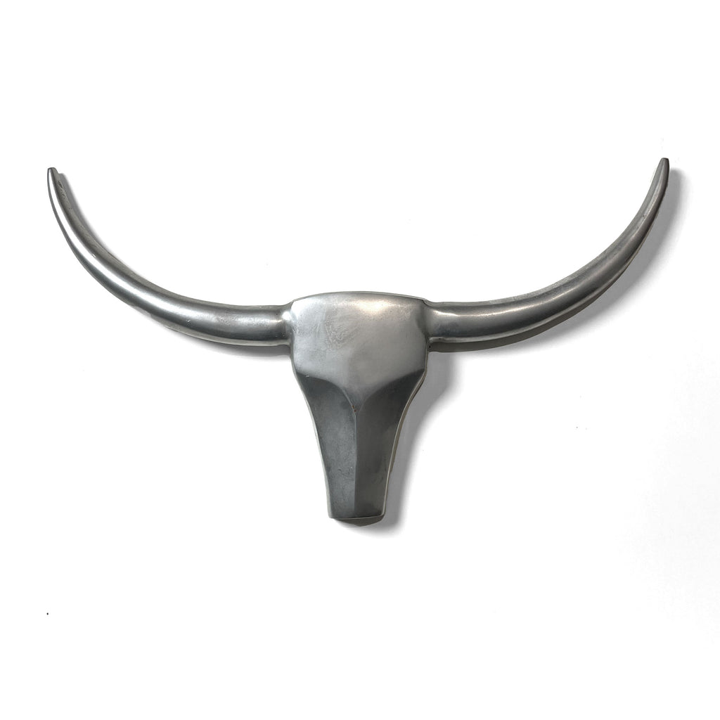 Chromed Aluminum Bull Horns – Wall Object