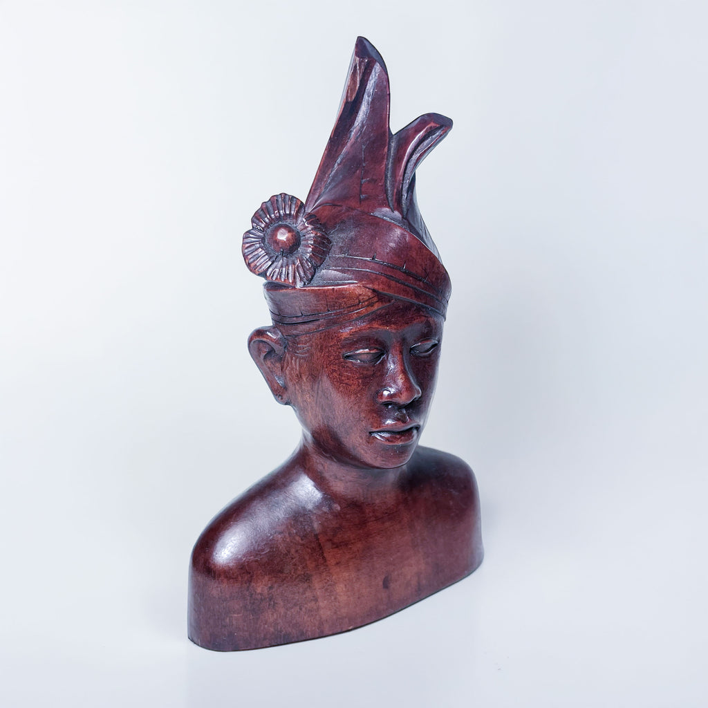 Hand-Carved Balinese Nobleman Bust