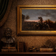 18e-eeuws schilderij met een vallende ruiter van een paard