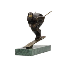 Sculpture, Ski Athlete - 19.7 cm - Bronze, Marble