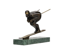 Sculpture, Ski Athlete - 19.7 cm - Bronze, Marble