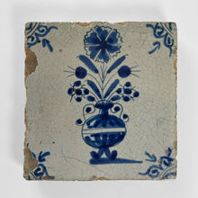 17th-Century Dutch Delft Blue Flower Vase Tile