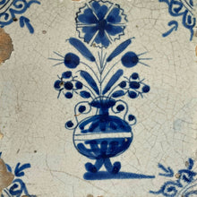 17th-Century Dutch Delft Blue Flower Vase Tile