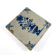 17th-Century Dutch Delft Blue Flower Vase Tile