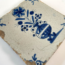 17th-Century Dutch Delft Blue Flower Vase Tile