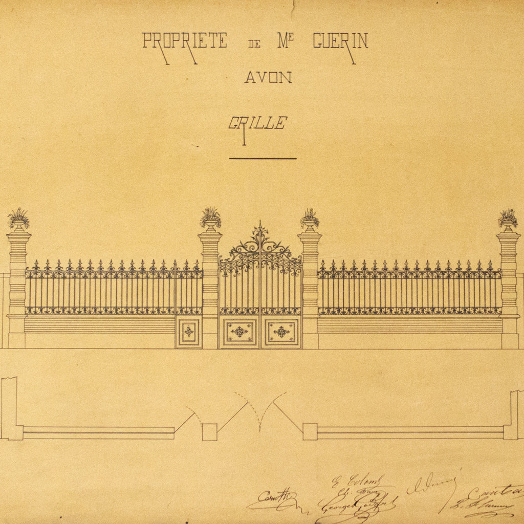 Tekening van een Franse architect van een hek.