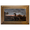 18th century painting with a falling rider of a horse